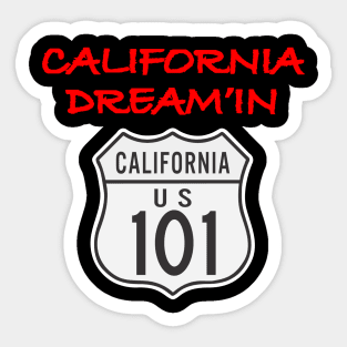 California Dreamin - California Highway 101 wo Backgrnd Sticker